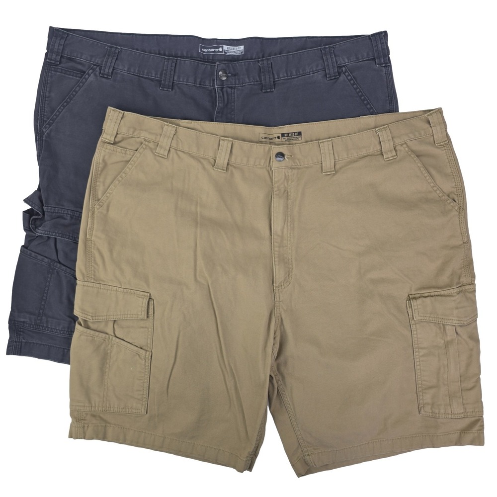 2 Carhartt Rugged Flex Cargo Shorts Men's 50‎ Beige Gray Relaxed Fit Work Canvas